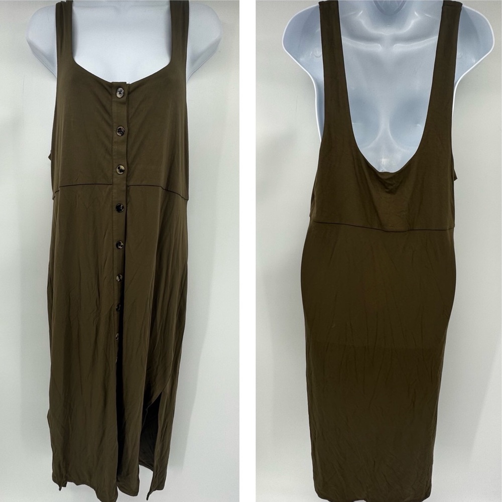 Good American Good Touch Button Front Midi Tank Dress Size 5 = US 2XL - Picture 5 of 15